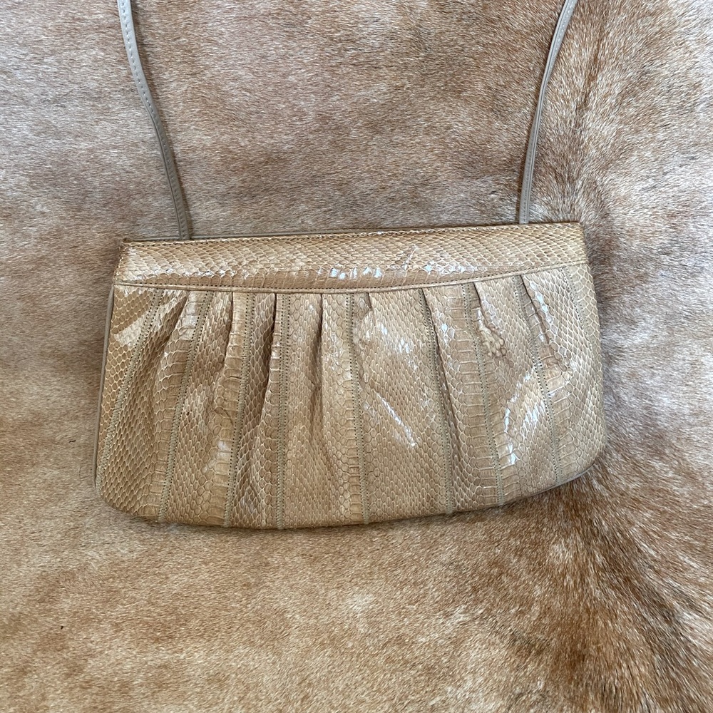 Leather snake texture crossbody vintage bag